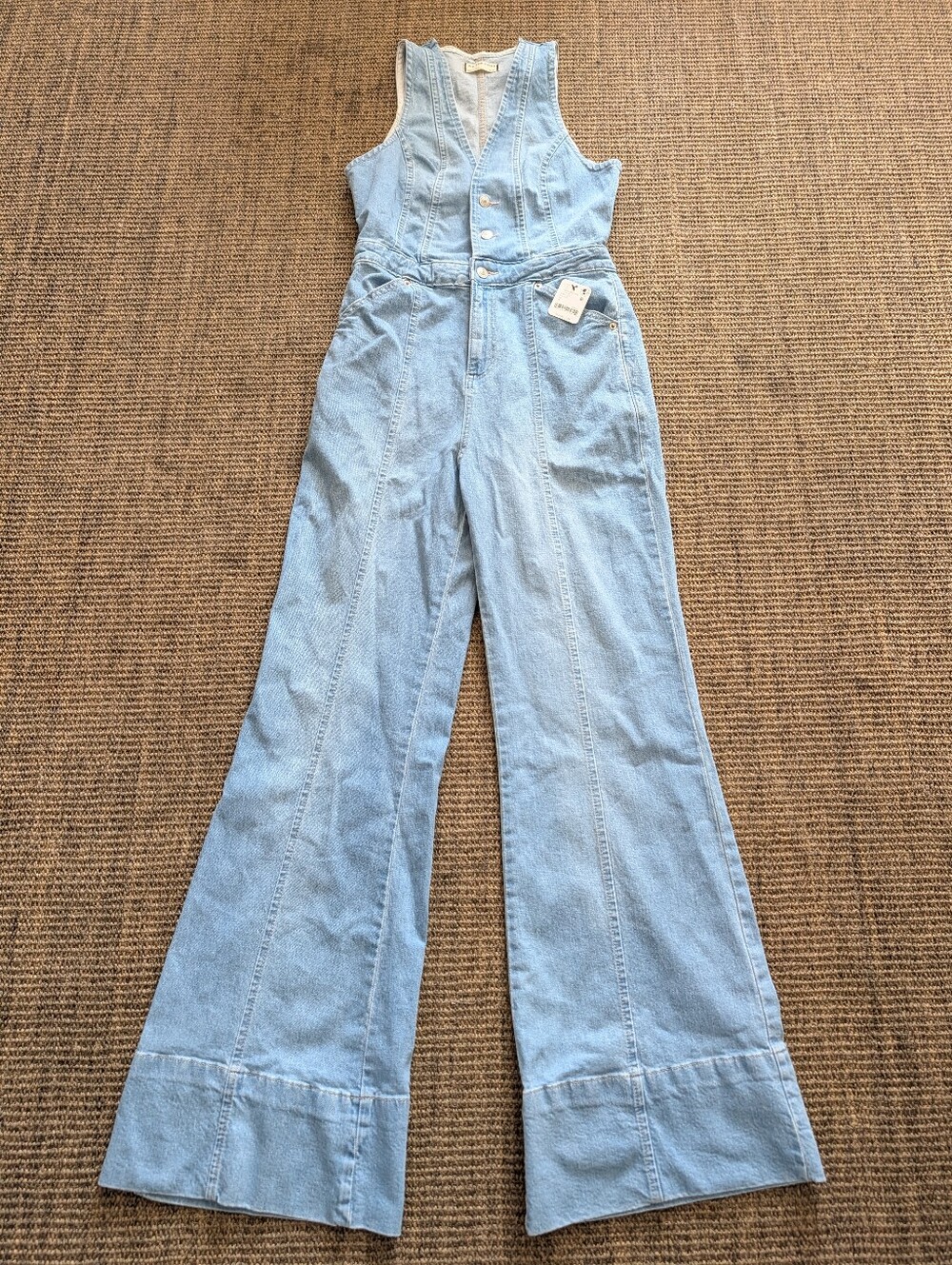 New We The Free Stratus Jumpsuit Flare Denim Festival Concert Western Sz Small - Picture 3 of 13